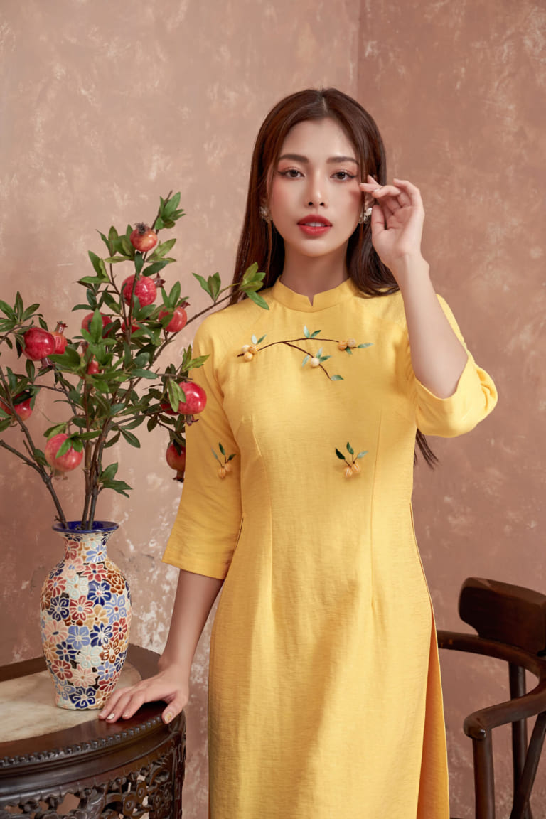 Áo dài may từ vải đũi