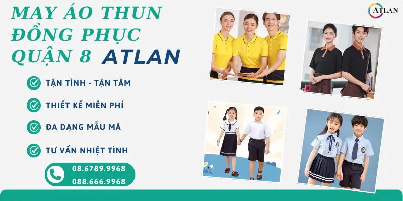 Xưởng ATLAN chuyên nhận may đồng phục công ty, trường học, quán cafe, nhà hàng, teambuilding,... giao hàng nhanh chóng, tận tình - tận tâm