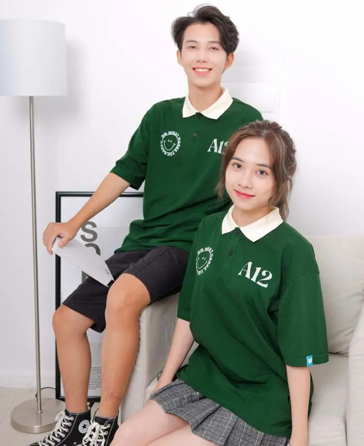 Mẫu áo lớp polo với hình in, slogan ý nghĩa mặt trước và mặt sau