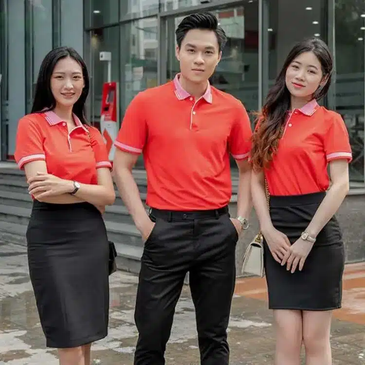 Chân váy đồng phục nữ của ngân hàng Techcombank được thiết kế tôn lên vẻ đẹp cơ thể